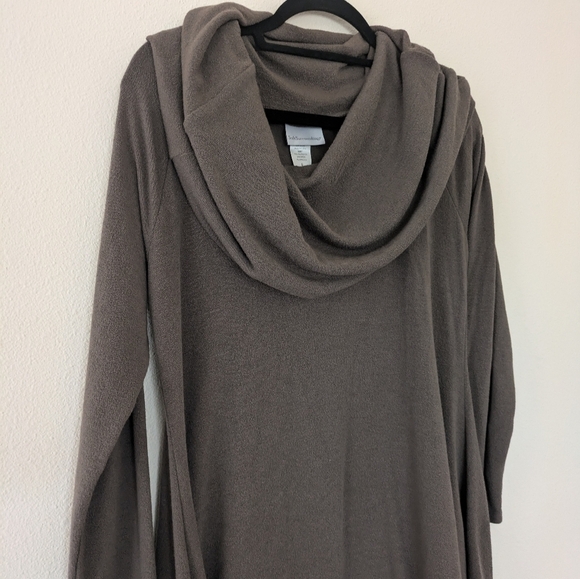 Soft Surroundings Taupe/Grey Cowl Neck Sweater Asymmetrical Hem Women's size S - Picture 4 of 7